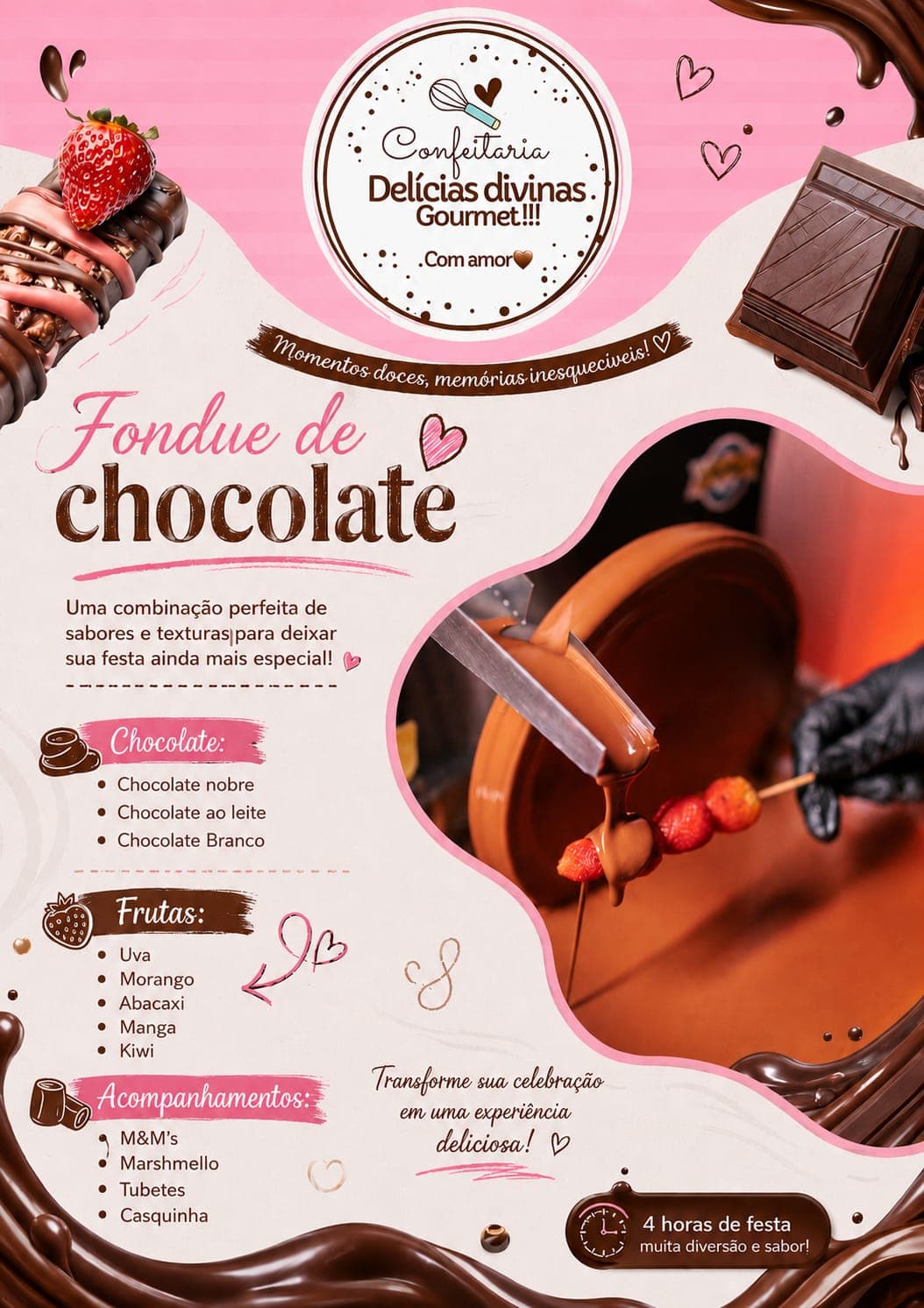 Carrinho de Fondue de Chocolate